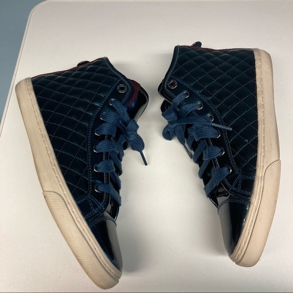 GEOX Respira Sz 7 Kalispera Green Blue Hue Quilted  High Top Lace Up Sneakers - Picture 5 of 10